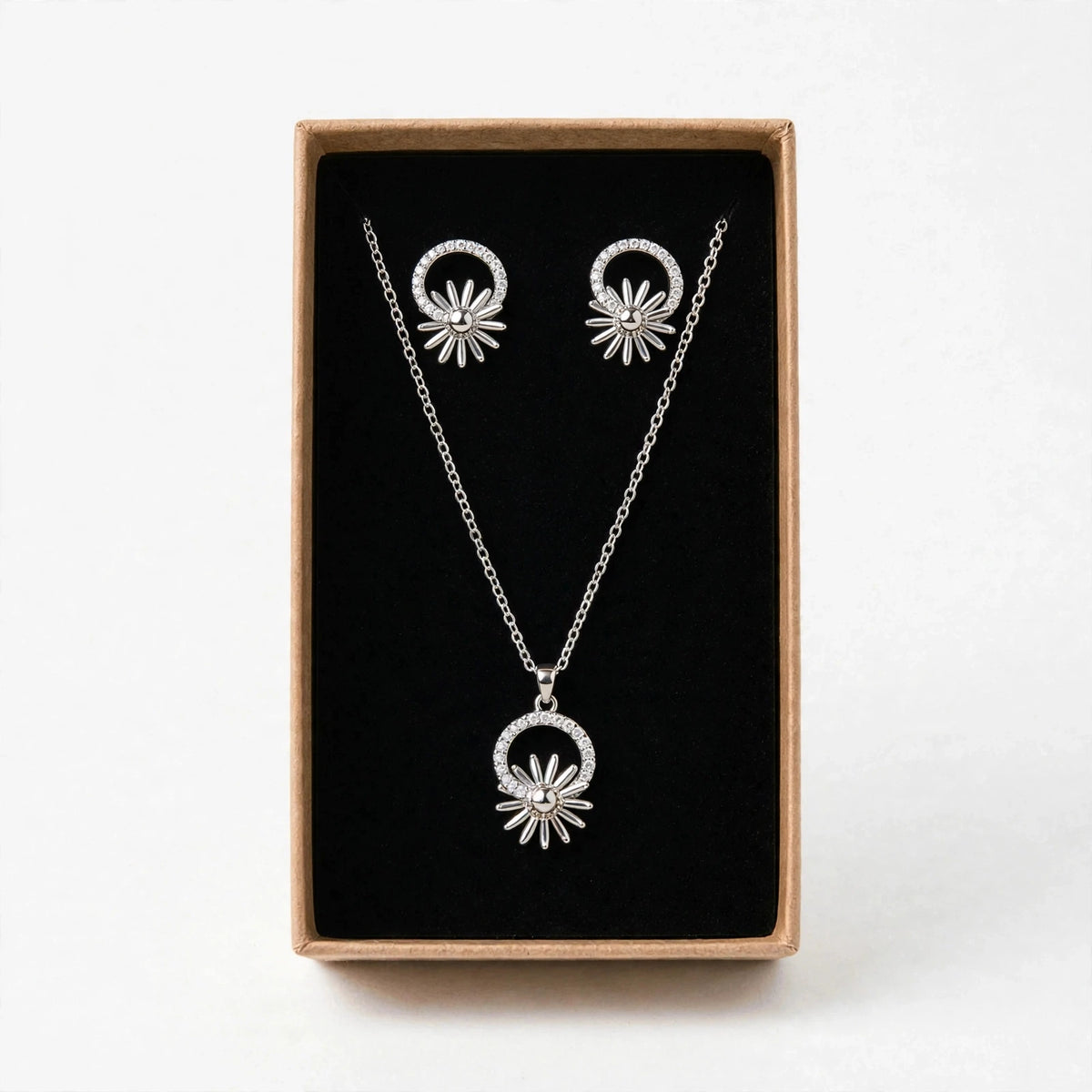 Set Sol Aro Plata de Gotitas de Miel en acero inoxidable. Envío en Panamá.