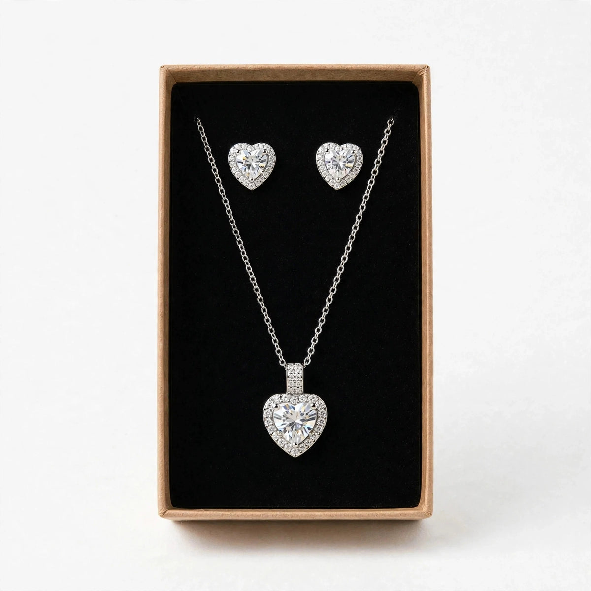 Set Corazón Plata de Gotitas de Miel en acero inoxidable. Envío en Panamá.
