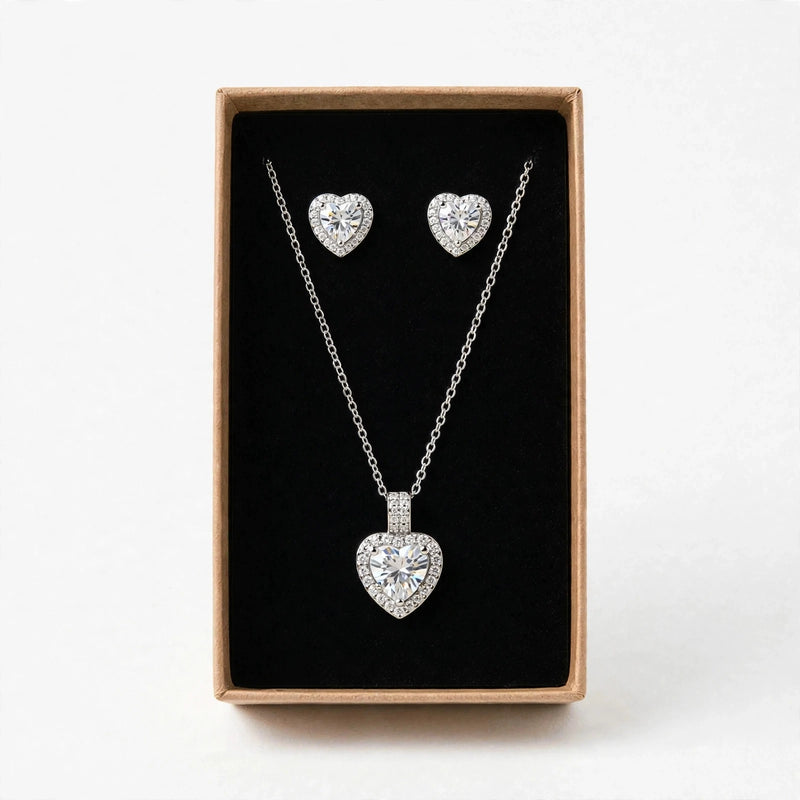 Set Corazón Plata de Gotitas de Miel en acero inoxidable. Envío en Panamá.
