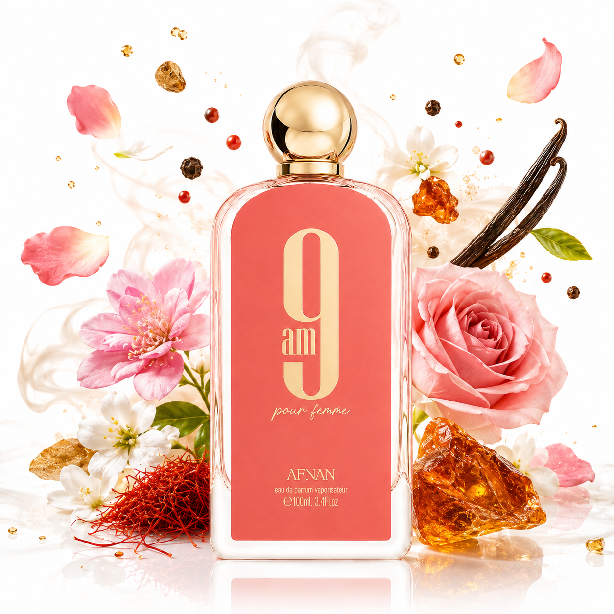 9am Pour Femme 100 ml, perfume disponible en Gotitas de Miel Panamá, vista de detalle.