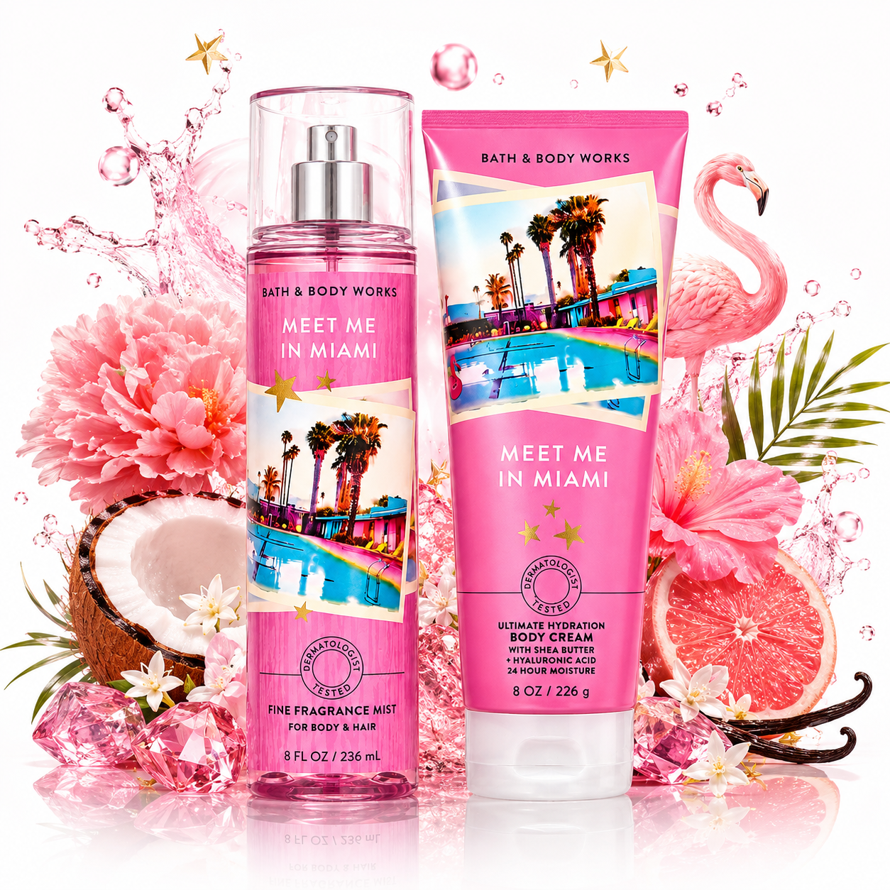 Meet Me in Miami de Bath & Body Works en Gotitas de Miel Panamá, contenido del set.
