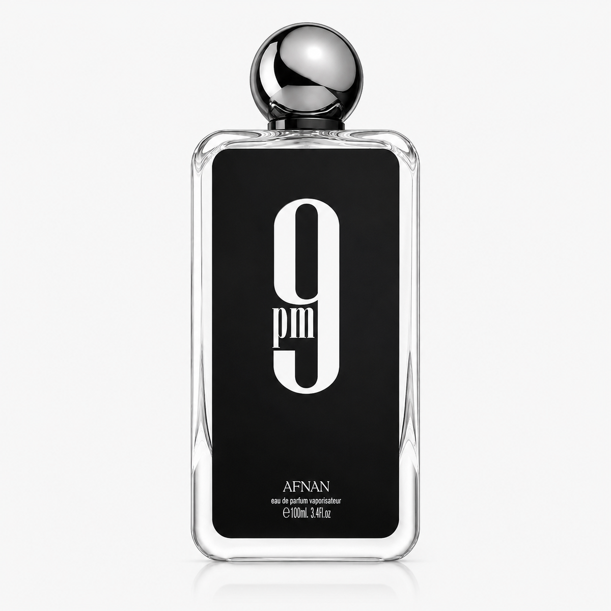 9PM 100 ml, perfume disponible en Gotitas de Miel Panamá, frasco y estuche.
