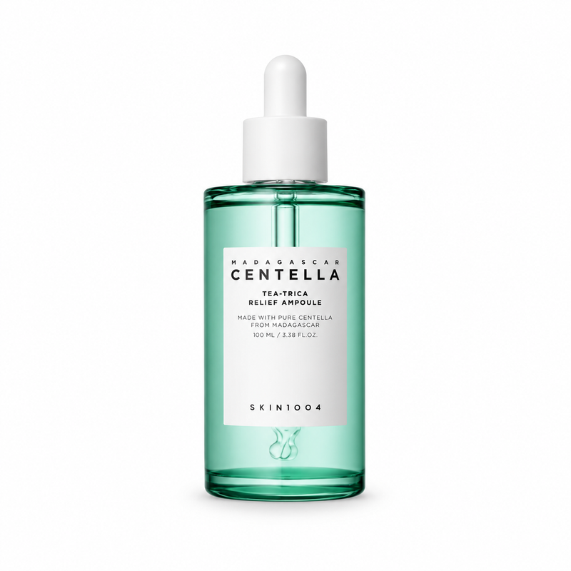 SKIN1004 Madagascar Centella Tea-Trica Relief Ampoule 100ml – sérum calmante con centella asiática y tea tree para piel sensible, Gotitas de Miel Panamá