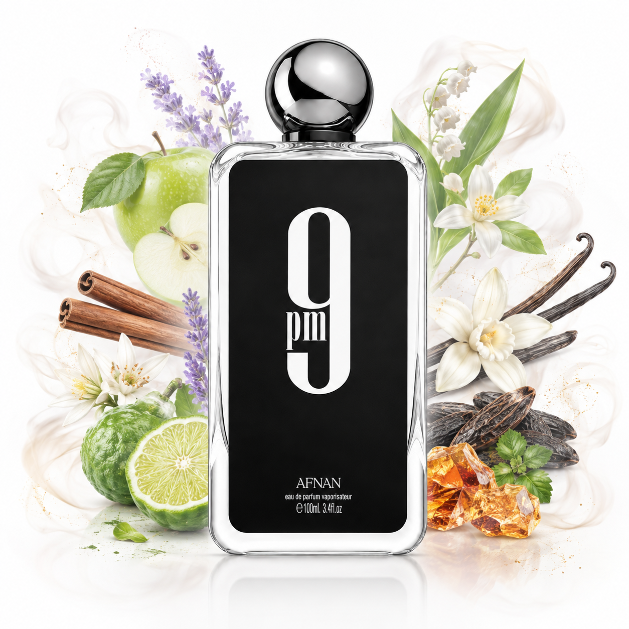 9PM 100 ml, perfume disponible en Gotitas de Miel Panamá, vista de detalle.