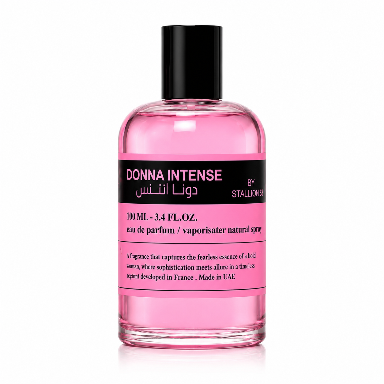 Donna Intense 100 + 20 ml, perfume disponible en Gotitas de Miel Panamá, frasco y estuche.