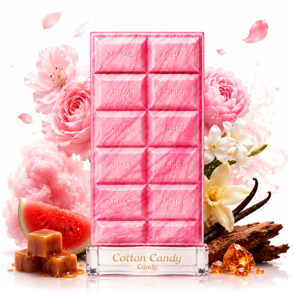Dubai Delicacy Cotton Candy 70 ml, perfume disponible en Gotitas de Miel Panamá, vista de detalle.