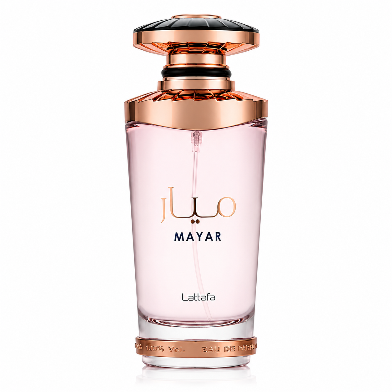 Mayar 100 ml, perfume disponible en Gotitas de Miel Panamá, frasco y estuche.