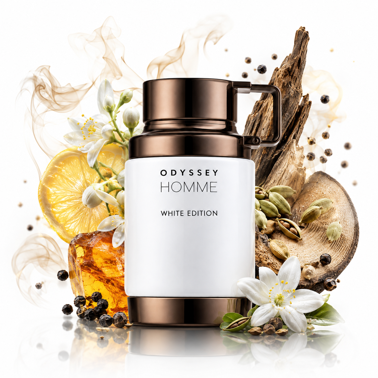 Odyssey Homme White Edition 100 ml, perfume disponible en Gotitas de Miel Panamá, vista de detalle.