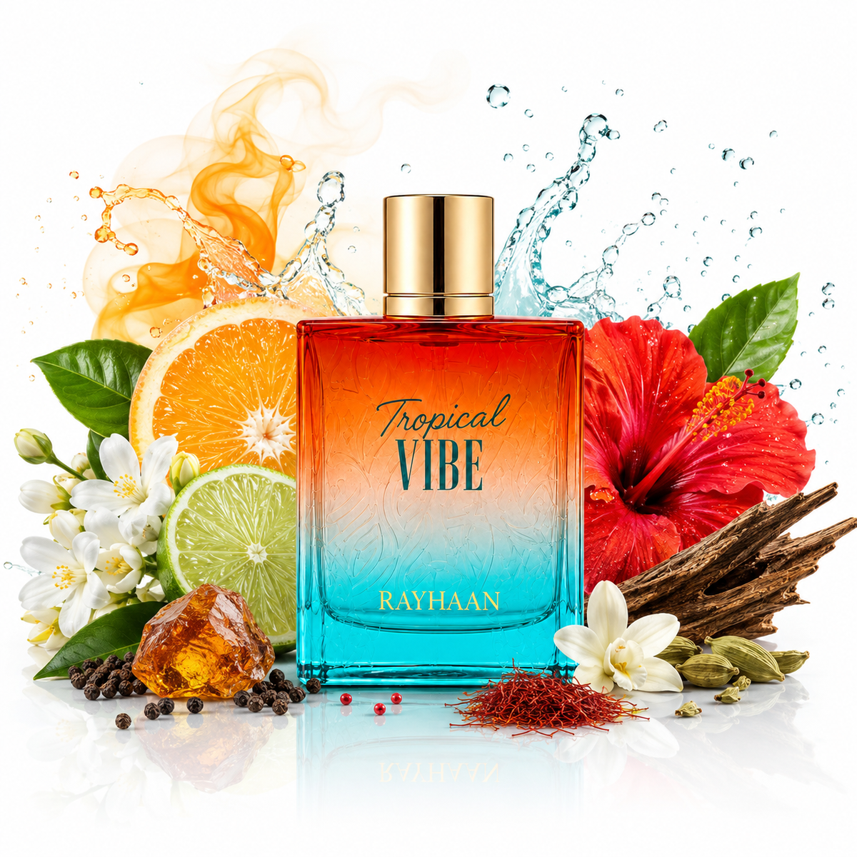 Tropical Vibe 100 ml, perfume disponible en Gotitas de Miel Panamá, vista de detalle.