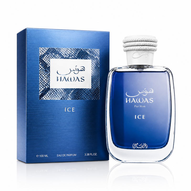 Hawas Ice 100 ml, perfume disponible en Gotitas de Miel Panamá.