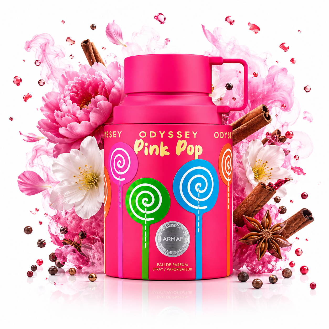 Odyssey Pink Pop 100 ml, perfume disponible en Gotitas de Miel Panamá, vista de detalle.