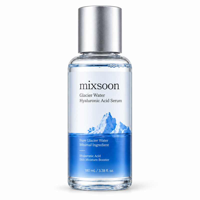 Mixsoon Glacier Water Hyaluronic Acid Serum 100ml - producto solo, fondo blanco, serum hidratante coreano