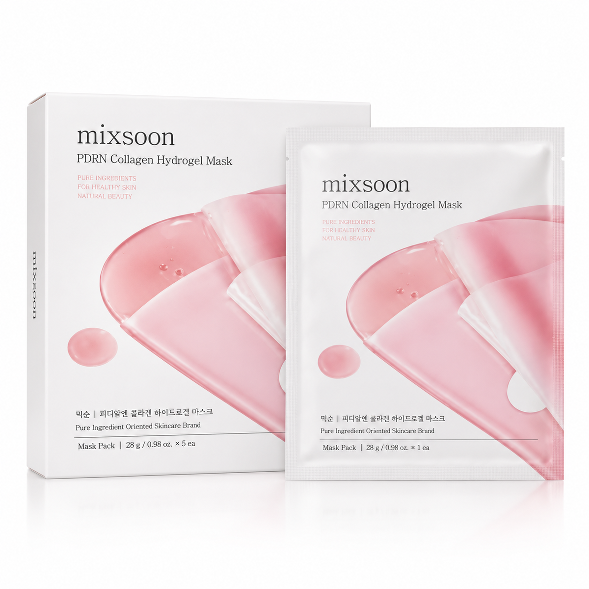 Mixsoon PDRN Collagen Hydrogel Mask con caja y sobre individual - mascarilla hidrogel coreana, Gotitas de Miel Panama