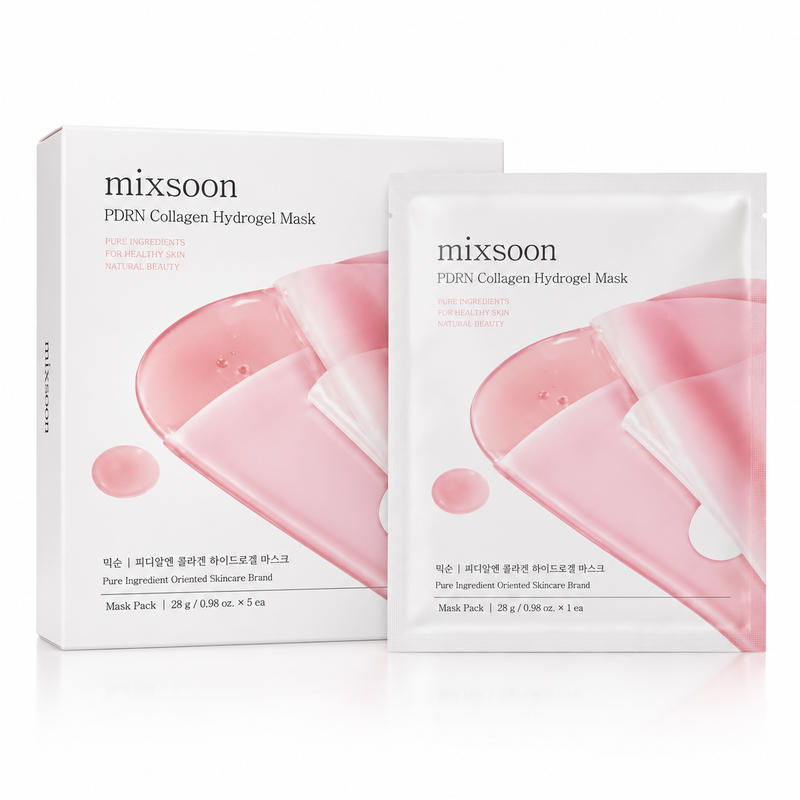 Mixsoon PDRN Collagen Hydrogel Mask con caja y sobre individual - mascarilla hidrogel coreana, Gotitas de Miel Panama