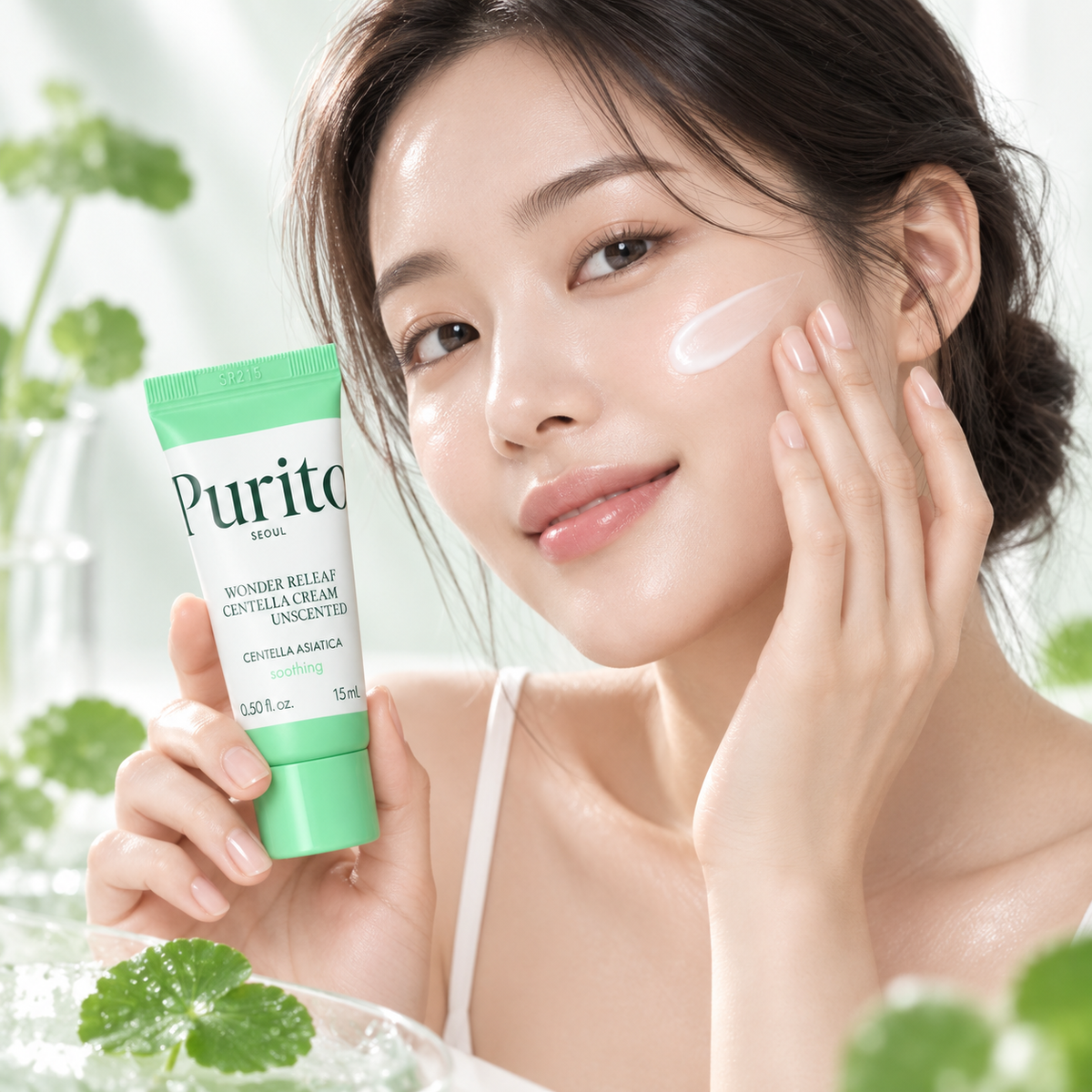 PURITO Wonder Releaf Centella Cream — textura y detalle del producto