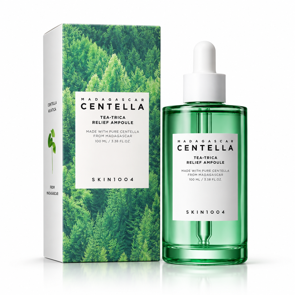 SKIN1004 Madagascar Centella Tea-Trica Relief Ampoule 100ml — producto solo, fondo blanco, vista frontal