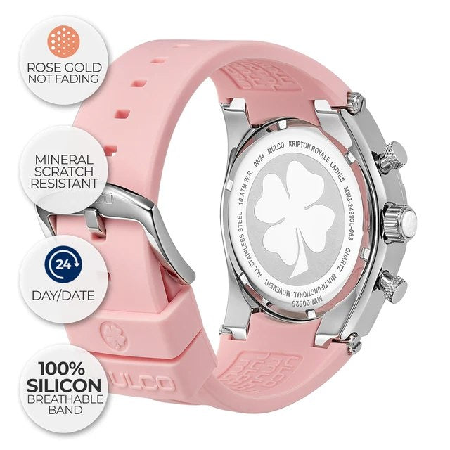 Reloj Mulco Kripton Royale Lady Rosa y Plata 46 mm