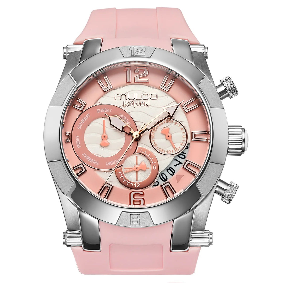 Reloj Mulco Kripton Royale Lady Rosa y Plata 46 mm